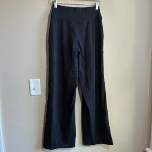 Crossover Waist Wide Leg Yoga Pants M Black Womens High Rise Pocket thumbnail 4