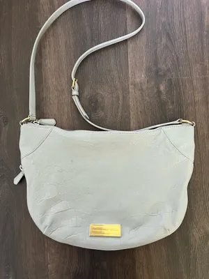 Marc Jacobs Expandable"Washed Up" Messenger Hobo Crossbody Bag Grey Leather thumbnail 1