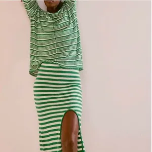 NEW Free People Striped Knit Maxi Skirt, Tank and Long Sleeve Top Set XL thumbnail 3