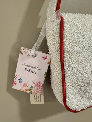 Viral Beaded TOMATO Shoulder handBag Handcrafted India Anthropologie Inspired thumbnail 2