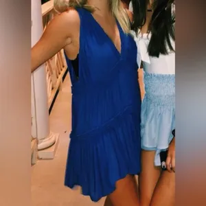 Free People dress or top blue medium tiered m thumbnail 8