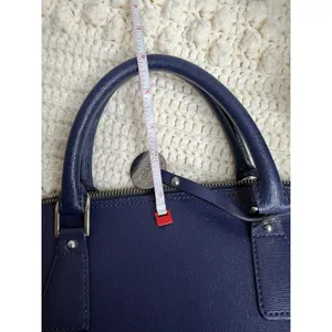 FIORE Women's Saffiano Leather Classic Dome Satchel Bag Made in Italy Navy thumbnail 13