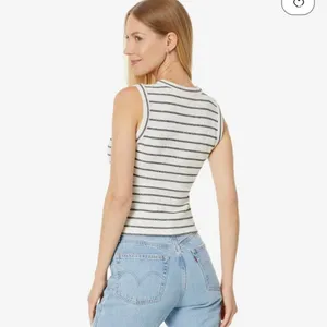 Madewell Split-Crewneck Cardigan Tank in Stripe Size XS thumbnail 2