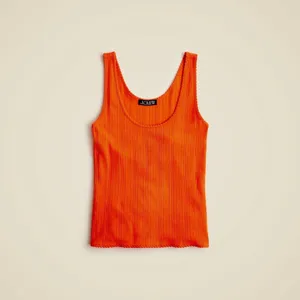 NWT!! J. CREW Pointelle Tank Top Scoop Neck Solid Orange Aperitif Red XX-Small‎ thumbnail 8