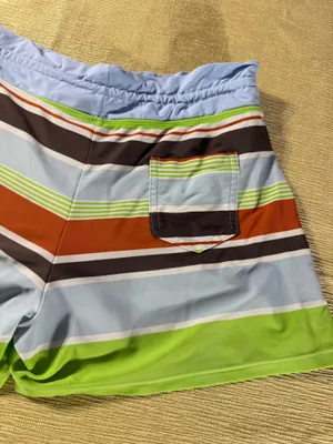 Athleta Women’s Size 8 Striped Board Shorts Swim Surf Blue Green Orange thumbnail 11