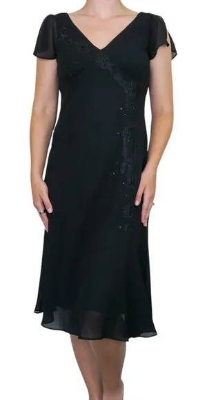 Vintage Y2K J.B.S. Black Lace Midi Dress thumbnail 1