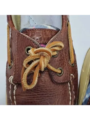 Sperry Top Slider Bluefish Plaid Slip On Oxford Boat Shoes Leather Sz 7 M Brown thumbnail 12