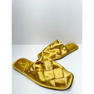 Sam Edelman Mules Ladies 6.5 Gold Slip On Round Toe Woven‎ Satin Finish Shoes thumbnail 5