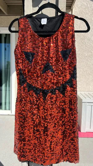 Halloween Pumpkin Sequence Dress Red Size M thumbnail 1