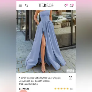 NEW! HEBEOS A-Line/Princess Satin Ruffles One-Shoulder Floor-Length Dress size 4 thumbnail 10