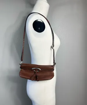 Brighton Leather Bag Shoulder Purse Tasseled Handbag Cross Pebbled Brown Vintage thumbnail 2