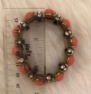 NWT J crew coral stone bracelet with rhinestone spacers thumbnail 6
