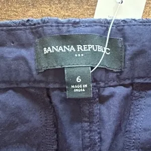 Banana Republic Eyelet Shorts Womens 6‎ Navy Blue Cotton Embroidered Summer thumbnail 4