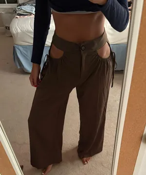 Shein Brown wide leg pants thumbnail 1