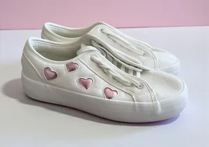 SINCERELY JULES Tag Pink White Heart Print Sneakers Size 8.5 thumbnail 1