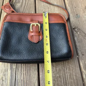 Liz Claiborne Leather Crossbody Purse Black Brown Buckle Accent Vintage Bag thumbnail 7