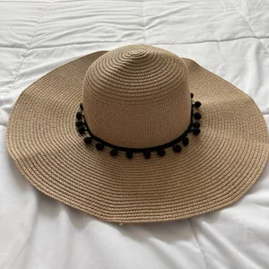Kentucky Derby Church Tea Party Wide Brim Straw Hat Black Beige Straw‎ Feminine thumbnail 4