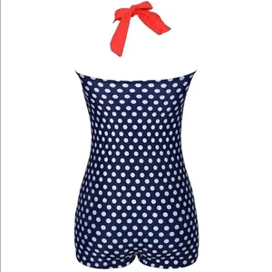 Women’s Swimsuit Bathers Halter Neck Boy Leg with Polka Dots Size 6-8 NEW thumbnail 3