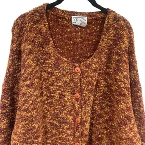 Venezia Vitale‎ Rust Orange Knit Button up Wool Blend Cardigan Cozy Cabincore 3X thumbnail 3
