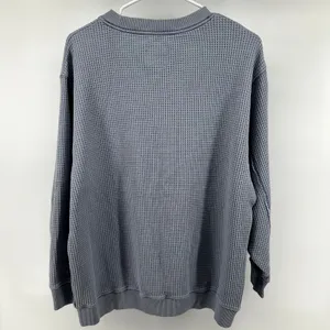 Aerie Waffle Thermal Long Sleeve Knit Pullover Crew Neck Oversized Blue Medium thumbnail 7