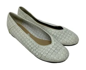 Eileen Fisher White Lasercut Leather Ballet Flats Size‎ US 8.5 thumbnail 1