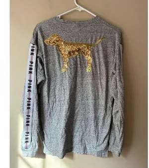 PINK bling shirt Gray Size L thumbnail 1