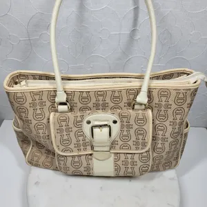 Vintage Etienne Aigner Monogram Logo Tote Shoulder Bag Large Office Pockets thumbnail 14