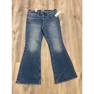 American Eagle AE77 Womens Low-Rise Flare Jeans‎ Medium Wash Distressed Size 14 Regular NWT thumbnail 2