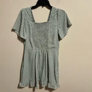 Abercrombie Flutter Sleeve Dress in Mint Dot Smocked- Size Medium thumbnail 4