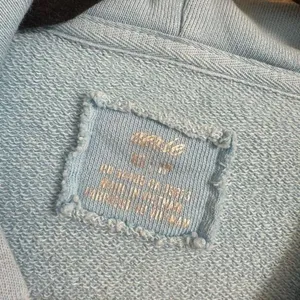 Aerie Light Blue Distressed Pullover Hoodie Oversized Sweatshirt XS thumbnail 3