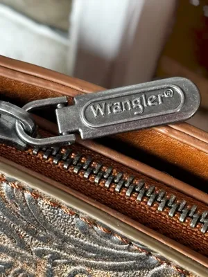 Wrangler Womens Floral Embossed Fringe Adjustable Strap Brown Hobo Crossbody Bag thumbnail 6