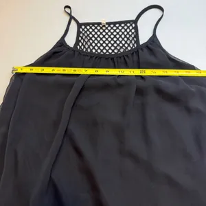 Black Chiffon Mini Dress Mesh Racerback Spaghetti Strap Babydoll L Casual Chic thumbnail 6