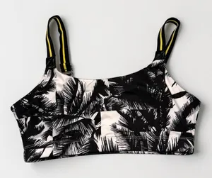 Fabletics Palm Print Sports Bra with Yellow Striped Straps‎ thumbnail 1