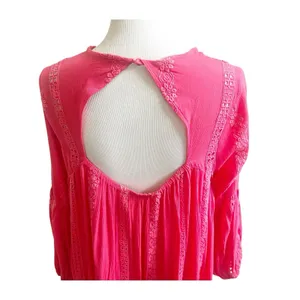 Free People Coral Pink Kiss Kiss Tunic Top Dress Shirt Small Sweetest Dream thumbnail 3