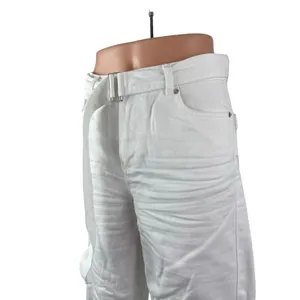 Zara Women's White High Waisted Belted Wide Leg Baggy Palazzo Denim Jeans Size 4 thumbnail 2