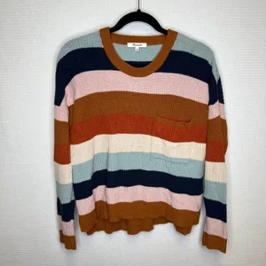 Madewell Thompson Womens Striped‎ Crewneck Sweater Long Sleeve Size S Pocket thumbnail 2