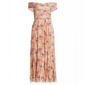 ASTR Leonara Off Shoulder Maxi Dress Peach Multi One Size NWT thumbnail 4