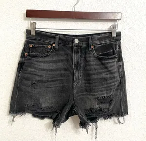American Eagle Womens Shorts Washed Black 90s Boyfriend Distressed Size 6 thumbnail 1