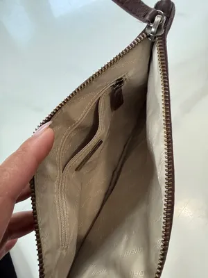 Brown Leather Wristlet Clutch - Slim Zip Pouch thumbnail 4
