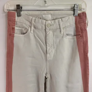 Mother Denim The Looker Ankle Fray So Far Gone White & Pink Jeans Size 25 thumbnail 2