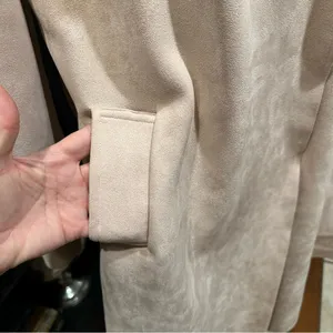 Few Moda New York Light Pink Faux Suede Trench Coat Size Medium thumbnail 5
