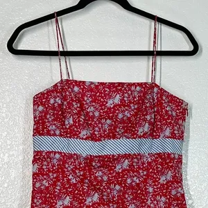 2/S red floral spaghetti-strap dress sundress mini vintage 90's Ann Taylor thumbnail 9