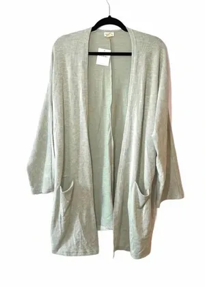 Anthropologie DONNI. Sandwash Ribbed Open Front Cardigan Tan White Stripe NWT thumbnail 1