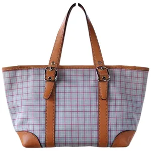 Coach - Plaid Tote Bag with Tan Accents & Hangtag thumbnail 2