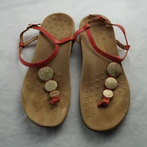Vionic‎ Coral Red Gold Medallion T-Strap Sandals Orthotic Size 8 thumbnail 2