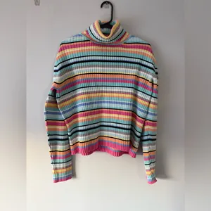 Chadwick's VTG Multicolor Striped Turtleneck Sweater Cotton Comfy Soft Retro Hippie Boho XL thumbnail 2
