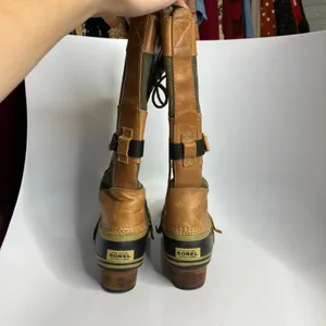 Sorel Conquest Carly tall boots tan olive green women's size 7.5 trendy winter‎ thumbnail 5