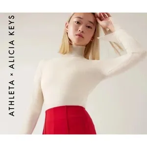 Athleta M Alicia Keys Inner Strength Merino Wool Bodysuit Chantilly Cream Medium thumbnail 3