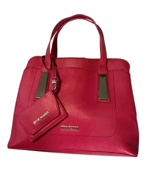 Steve Madden Hot Pink Pebble Leather Convertible Satchel Tote Bag with Matching Coin Purse Wristlet Wallet thumbnail 1