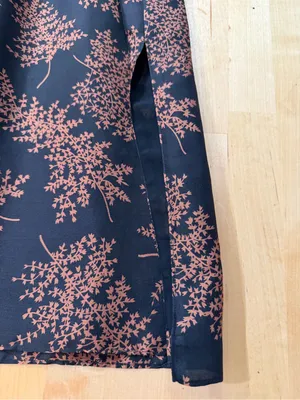 Rebecca Taylor Arden Black and Brown Fern Print Midi Dress thumbnail 4